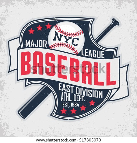 Creative vintage t-shirt graphic design,  grange print stamp, baseball typography emblem, sports logo, Vector