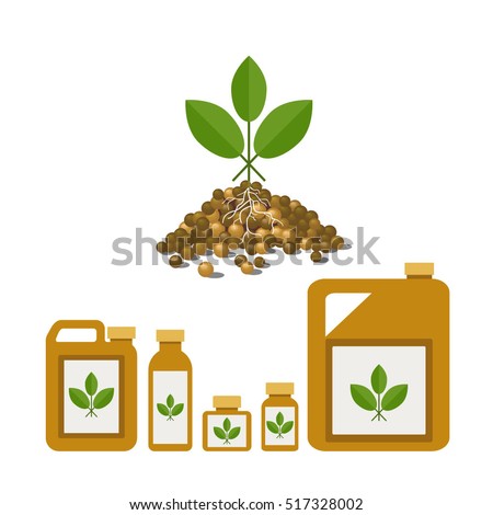 Granulated and liquid fertilizers, vector illustration Royalty-Free Stock Photo #517328002