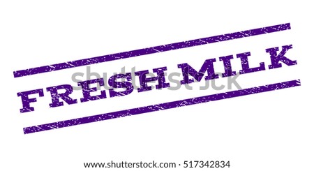 Fresh Milk watermark stamp. Text caption between parallel lines with grunge design style. Rubber seal stamp with dust texture. Vector indigo blue color ink imprint on a white background.