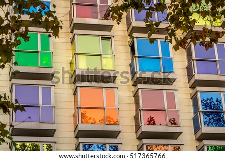colorful aligned design windows