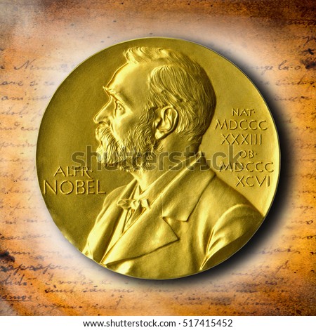 The Nobel Prize. The award of the year. The best reward. Gold Award Nobel Royalty-Free Stock Photo #517415452