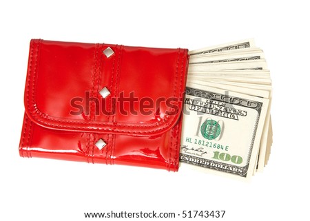 red purse with money