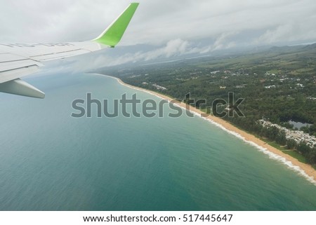 Ocean and coastline from airplane