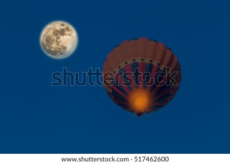 color hot air balloon and The full moon super moon