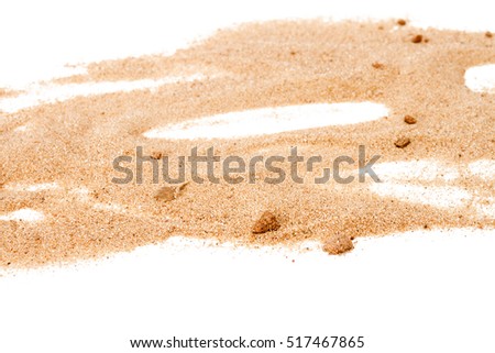 Pile of yellow sand isolated on white background