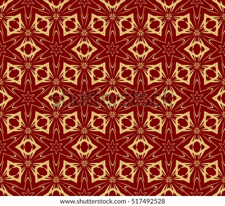 modern Arabesque. seamless flower pattern. abstract vector illustration. gold on red. for design invitation, background, wallpaper
