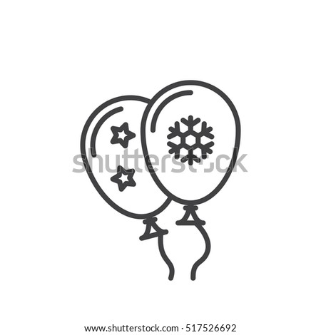 Festive Flying Balloons line icon, outline vector sign, linear pictogram isolated on white. logo illustration