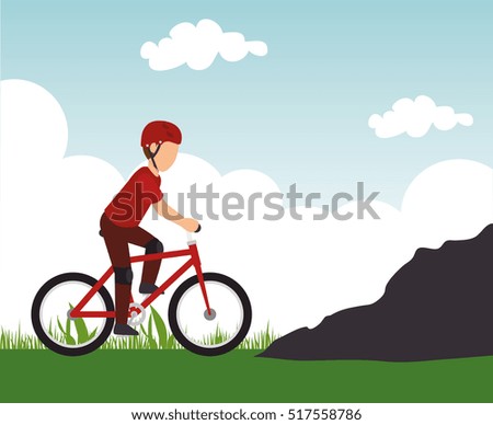 racing cyclist rural landscape background