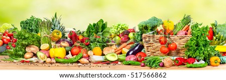 Organic vegetables and fruits Royalty-Free Stock Photo #517566862