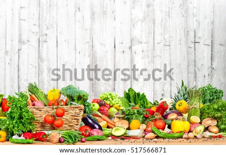 Organic vegetables and fruits Royalty-Free Stock Photo #517566871