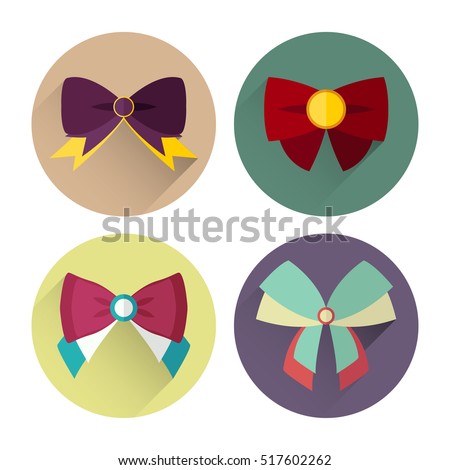 christmas bow with long shadow flat style icon pack