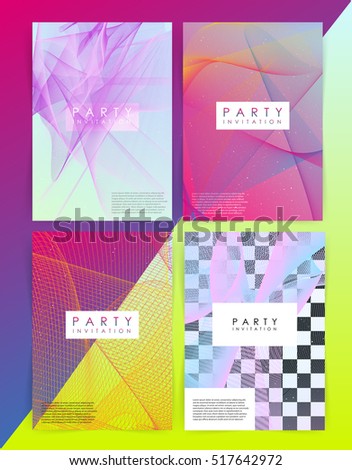 Set of party invitation template. Abstract Lines on bright background. abstract intertwined colorful lines. Background for Party Posters / Covers / Presentations / Brochures. Vector Illustration.
