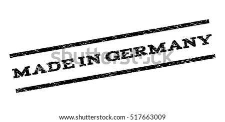 Made In Germany watermark stamp. Text tag between parallel lines with grunge design style. Rubber seal stamp with dirty texture. Vector black color ink imprint on a white background.