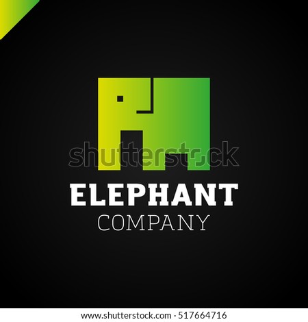 Elephant Emblem for Your Business. Company logo design. green gradient