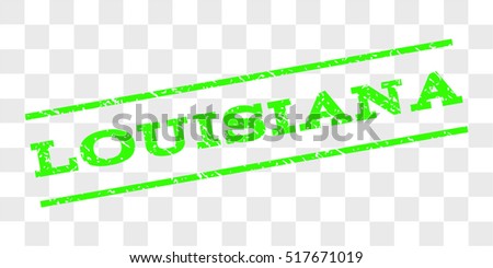 Louisiana watermark stamp. Text tag between parallel lines with grunge design style. Rubber seal stamp with scratched texture. Vector light green color ink imprint on a chess transparent background.