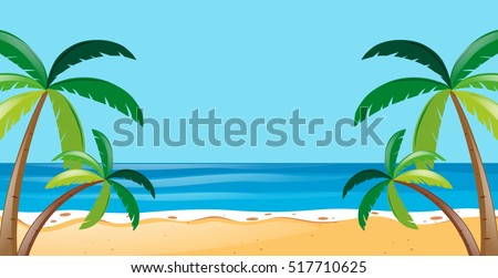 Nature scene with trees on the beach illustration