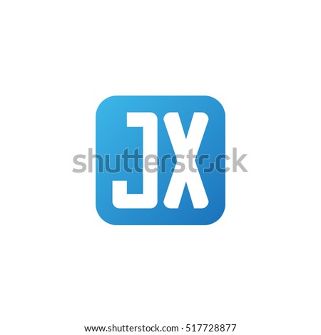 Initial letters JX rounded square shape blue simple logo
