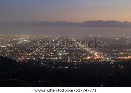 Los Angeles sunset Cityscape from Griffith Park, California