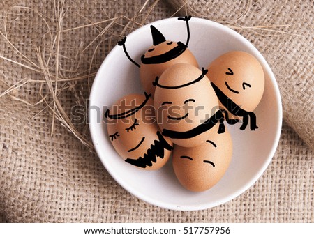 Happy eggs in winter season for Christmas New year holiday concept.