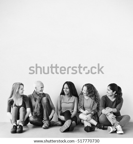 Girls Friendship Togetherness Talking Sitting Girlfriend Concept Royalty-Free Stock Photo #517770730