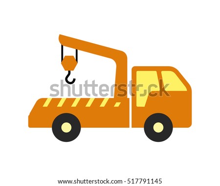 crane truck vehicle conveyance transport transportation logo image vector icon