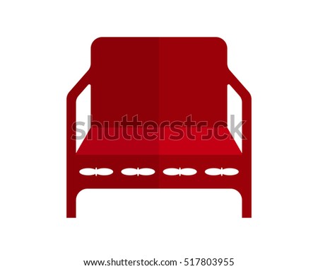 red chair furnishing furniture household home image vector icon