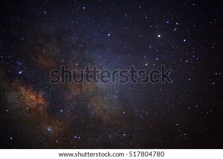 Milky Way galaxy, Long exposure photograph, with grain.

