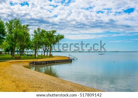 maintained part of shore of the neusiedler see in Austria Royalty-Free Stock Photo #517809142