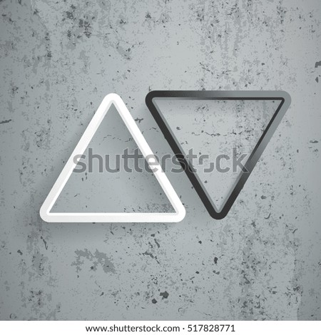White and black triangles on the concrete background. Eps 10 vector file.