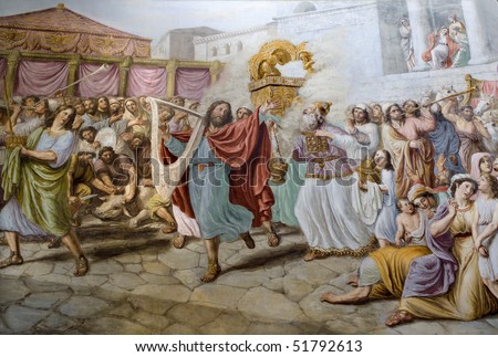 King David by dance - painting form Florence church Royalty-Free Stock Photo #51792613