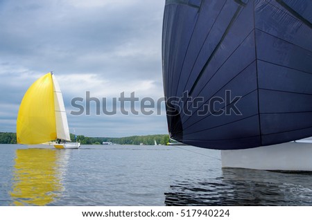 Sailing yacht race, picture with space for text or logo