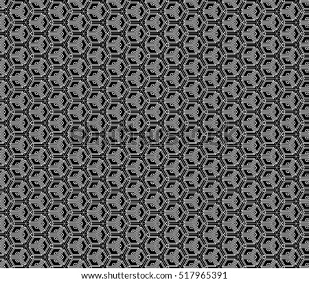 Black and white Seamless texture of cubes. Optical illusion. Vector illustration.