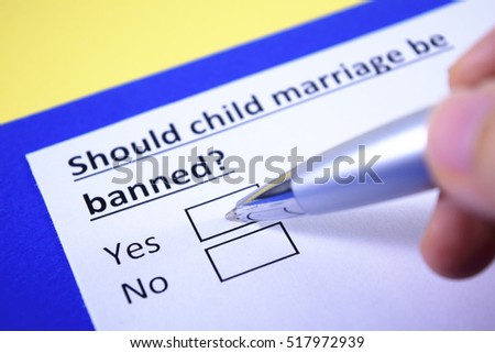 Should child marriage be banned? Yes Royalty-Free Stock Photo #517972939