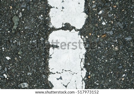 Old white color line on asphalt concrete road texture and background