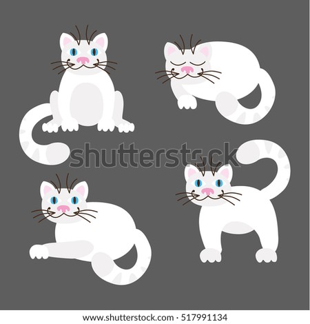 Vector white cat set
