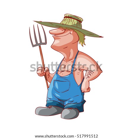 Colorful vector illustration of a cartoon farmer or redneck Royalty-Free Stock Photo #517991512