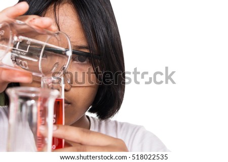 Cute girl doing science experiment, science Education