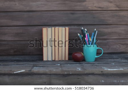 Old vintage books and cup 