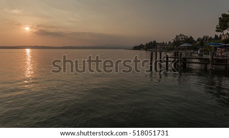 Sunset on Lake Garda. Sirmione. Italy.