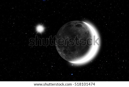 Moon and planet Venus "Elements of this image furnished by NASA"