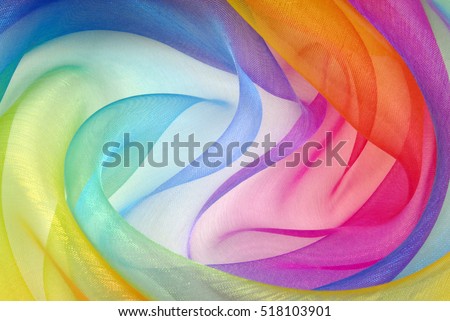 organza fabric in rainbow color Royalty-Free Stock Photo #518103901