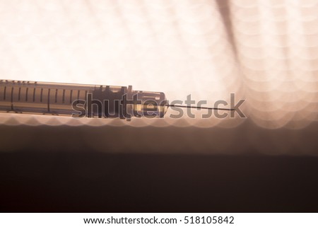 Medical injection syring hypodermic needle for insulin injections in diabetic patients and vaccines for vaccinations.