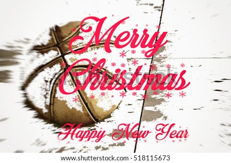 Merry Christmas, Happy New Year, Basketball ball, basketball court background, texture, motivation, poster, quote, Blurred image