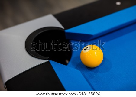 Eight balls billiards. Pool picture shoot with short focus for art vision.
