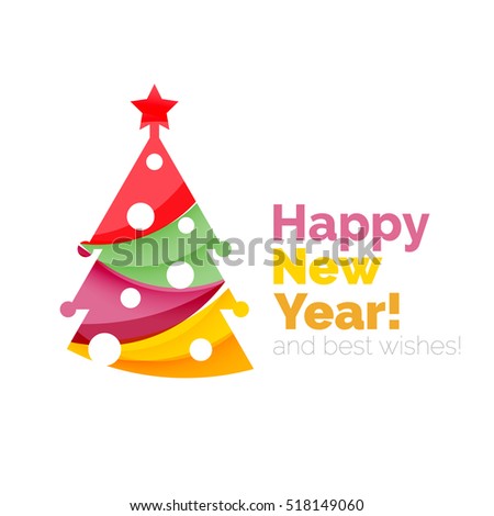 Happy New Year and Chrismas holiday greeting card elements. Geometric banner