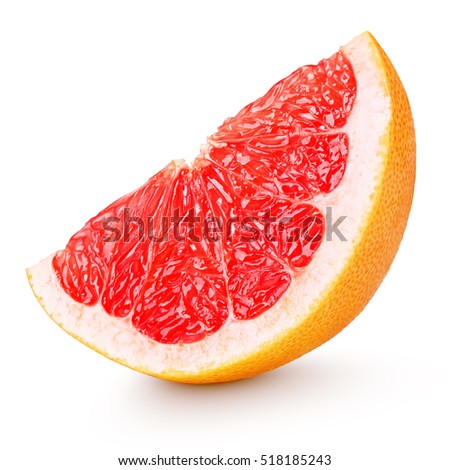 Grapefruit slice - cut of grapefruit citrus fruit isolated on white with clipping path Royalty-Free Stock Photo #518185243