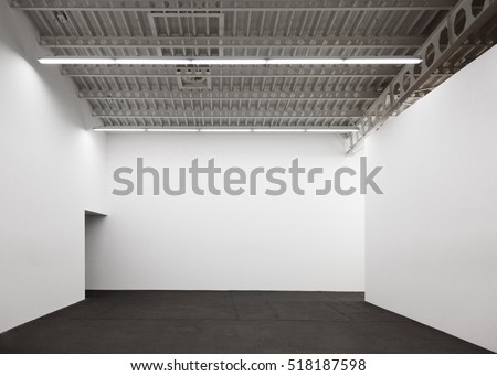 Modern open space for presentation, Industrial exhibition space, Technical hall for exhibition, White wall for presentation, White room for picture, Large utility room empty, Showroom
