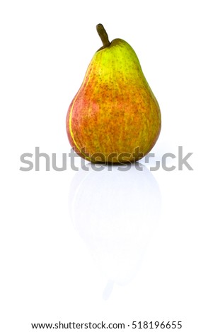 Ripe pear isolated on white background. Still-life picture taken in studio with soft-box.