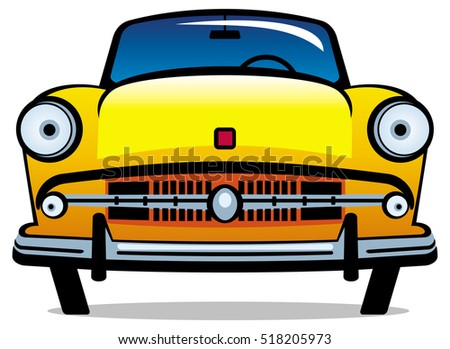 Vintage yellow car isolated on a white background. Raster clip art