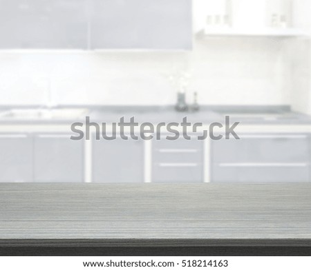 Table Top And Blur Kitchen Room Of The Background